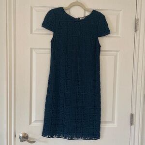 Blue Crochet Dress with cap sleeves